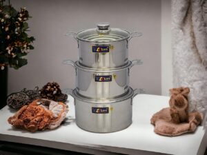 BỘ 3 NỒI INOX 1 ĐÁY THÂN VUÔNG KLINS CAO CẤP 22CM-24CM-26CM (NẮP KÍNH) - TẶNG 2 GẮP ĐÁ