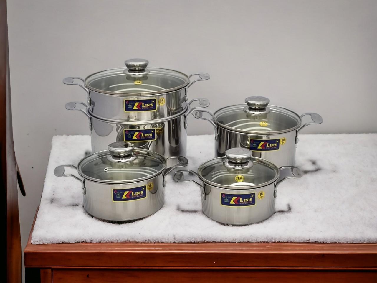 BỘ 5 NỒI INOX THÂN VUÔNG KLINS CAO CẤP 16CM-18CM-20CM-24CM-XỬNG 24CM - TẶNG 10 MUỖNG INOX NẮP INOX 1af8a0a8578e4af3b5299324cffe85fetplv o3syd03w52 origin jpeg