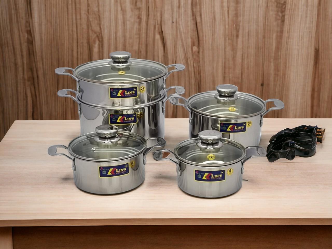BỘ 5 NỒI INOX THÂN VUÔNG KLINS CAO CẤP 16CM-18CM-20CM-24CM-XỬNG 24CM - TẶNG 10 MUỖNG INOX NẮP INOX BỘ 5 NỒI INOX THÂN VUÔNG KLINS CAO CẤP 16CM-18CM-20CM-24CM-XỬNG 24CM - TẶNG 10 MUỖNG INOX