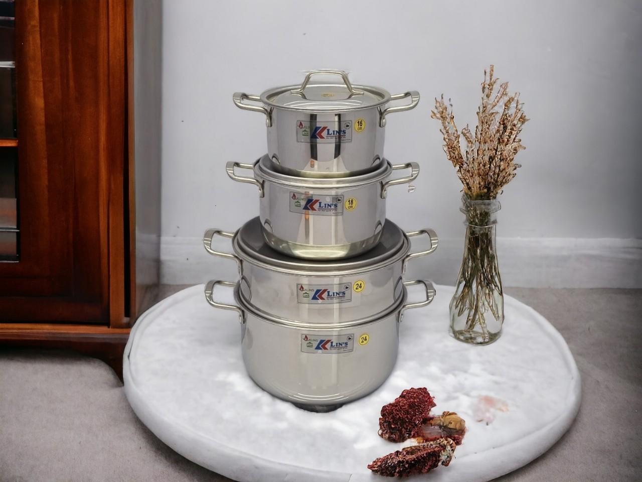 COMBO NỒI INOX CAO CẤP 16CM - 20CM - 24CM - XỬNG 24CM COMBO NỒI INOX CAO CẤP 16CM - 20CM - 24CM - XỬNG 24CM