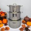 BỘ 3 NỒI INOX CAO CẤP 30CM-32CM-36CM - TẶNG 2 GẮP ĐÁ INOX