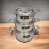 BỘ 3 NỒI INOX 1 ĐÁY THÂN VUÔNG KLINS CAO CẤP 16CM-18CM-20CM (NẮP INOX) - TẶNG 2 GẮP ĐÁ
