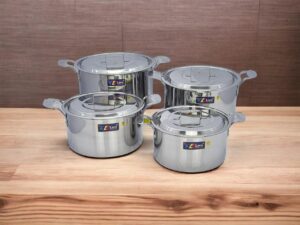 BỘ 4 NỒI INOX 1 ĐÁY THÂN VUÔNG KLINS CAO CẤP 26CM-28CM-30CM-32CM (NẮP INOX) - TẶNG 10 MUỖNG INOX