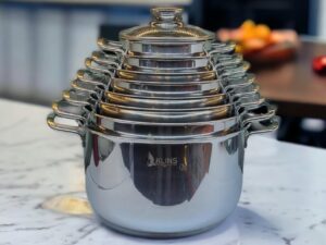 BỘ NỒI INOX 3 ĐÁY CAO CẤP 9 MÓN TỪ 16CM - 32CM