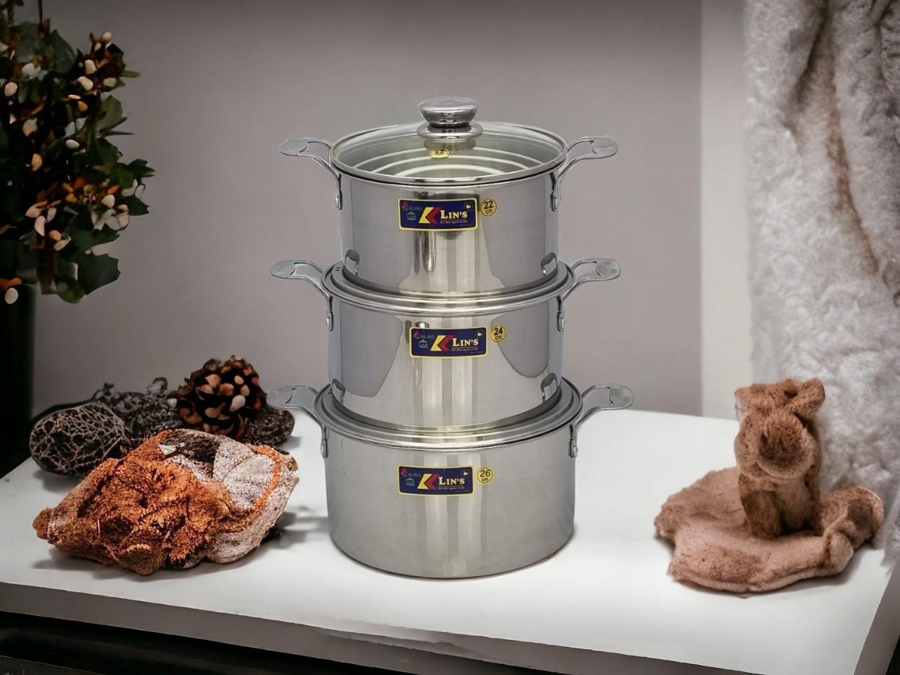 BỘ 3 NỒI INOX 1 ĐÁY THÂN VUÔNG KLINS CAO CẤP 22CM-24CM-26CM - TẶNG 2 GẮP ĐÁ NẮP INOX BỘ 3 NỒI INOX 1 ĐÁY THÂN VUÔNG KLINS CAO CẤP 22CM-24CM-26CM - TẶNG 2 GẮP ĐÁ