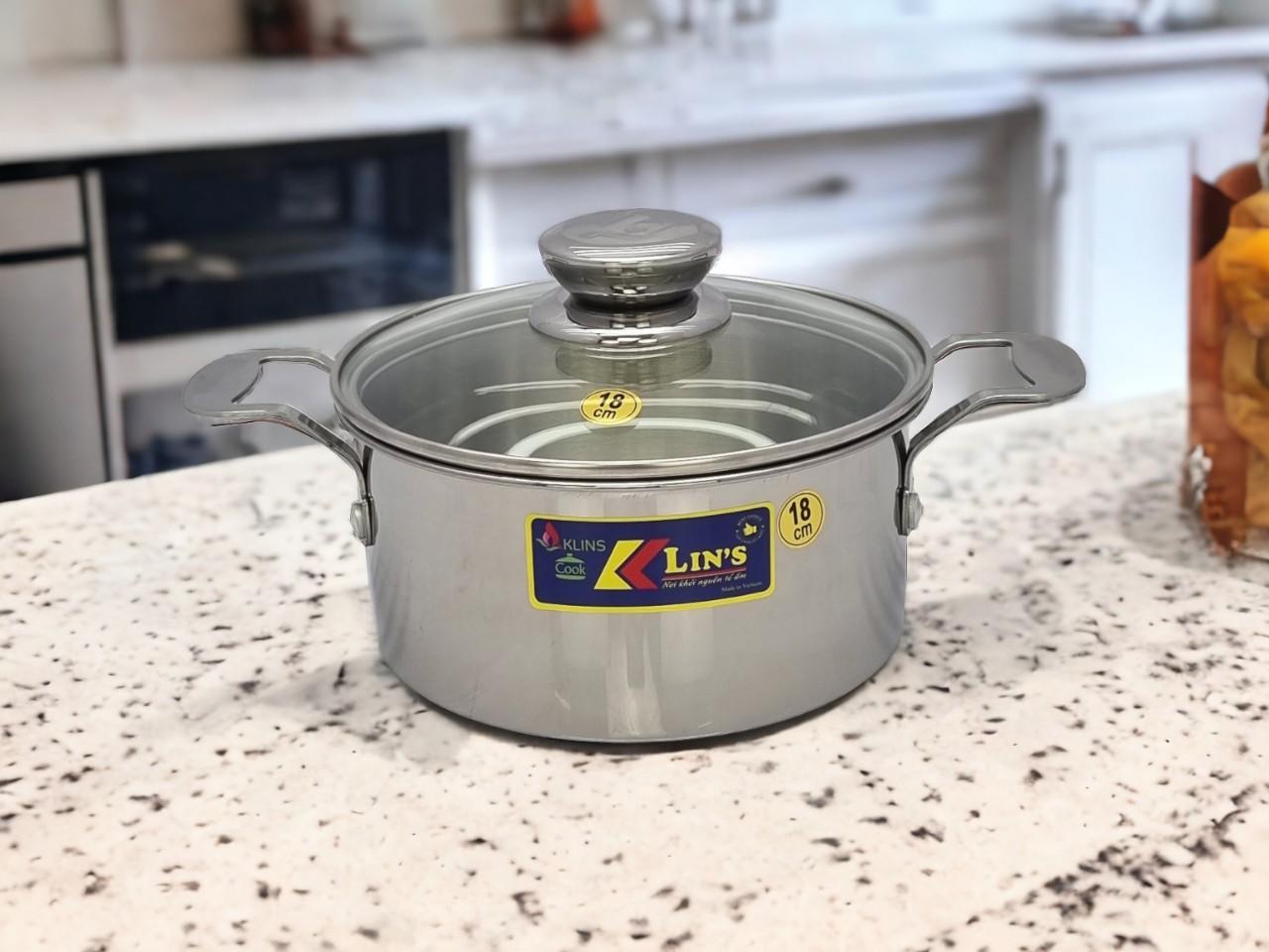 NỒI INOX 1 ĐÁY THÂN VUÔNG KLINS CAO CẤP 18CM NẮP INOX NỒI INOX 1 ĐÁY THÂN VUÔNG KLINS CAO CẤP 18CM