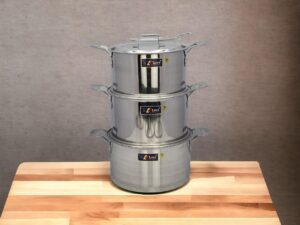 BỘ 3 NỒI INOX 1 ĐÁY THÂN VUÔNG KLINS CAO CẤP 28CM-30CM-32CM (NẮP INOX) - TẶNG 10 MUỖNG INOX