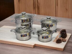 BỘ 5 NỒI INOX THÂN VUÔNG KLINS CAO CẤP 16CM-18CM-20CM-22CM-XỬNG 22CM - TẶNG 10 MUỖNG INOX